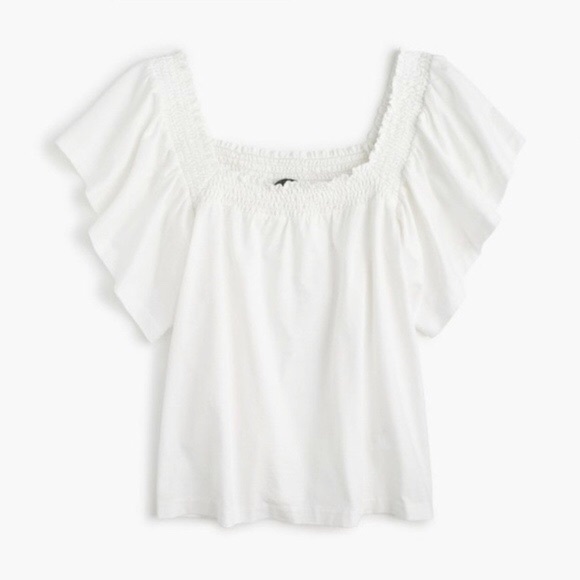 J. Crew Tops - J. Crew Square Neck Smocked Top in White